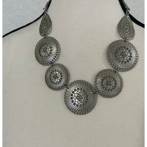 Unbranded Filigree Bib Necklace Women OS Silver Bohemian Statement Medallion